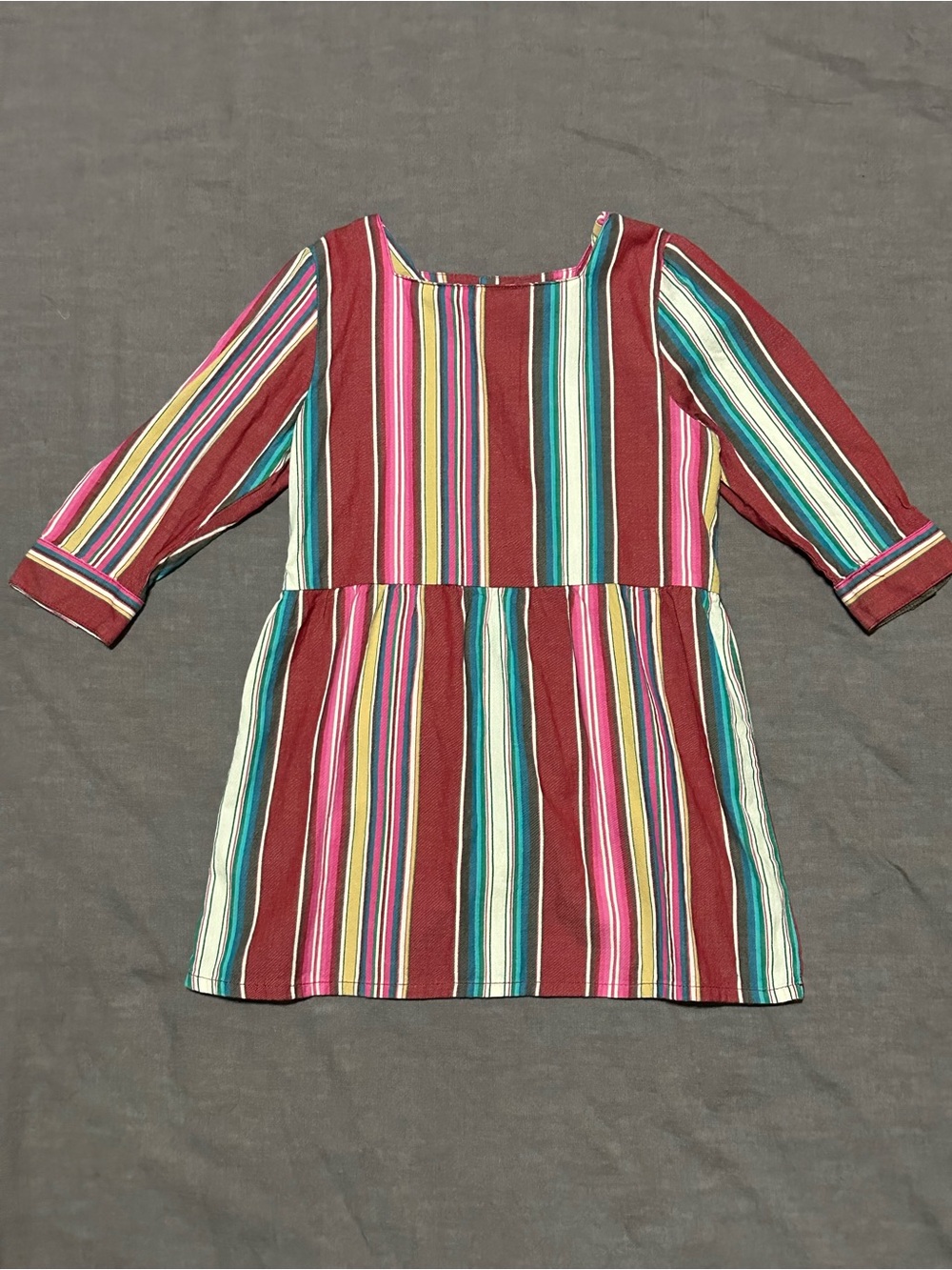 Wrangler Girls Burgundy Teal Pink Stripe Dress